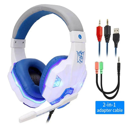 Professional LED Light Wired Gaming Headphones with Microphone, Bass Stereo PC/PS4/PS5/Xbox Gaming Headset