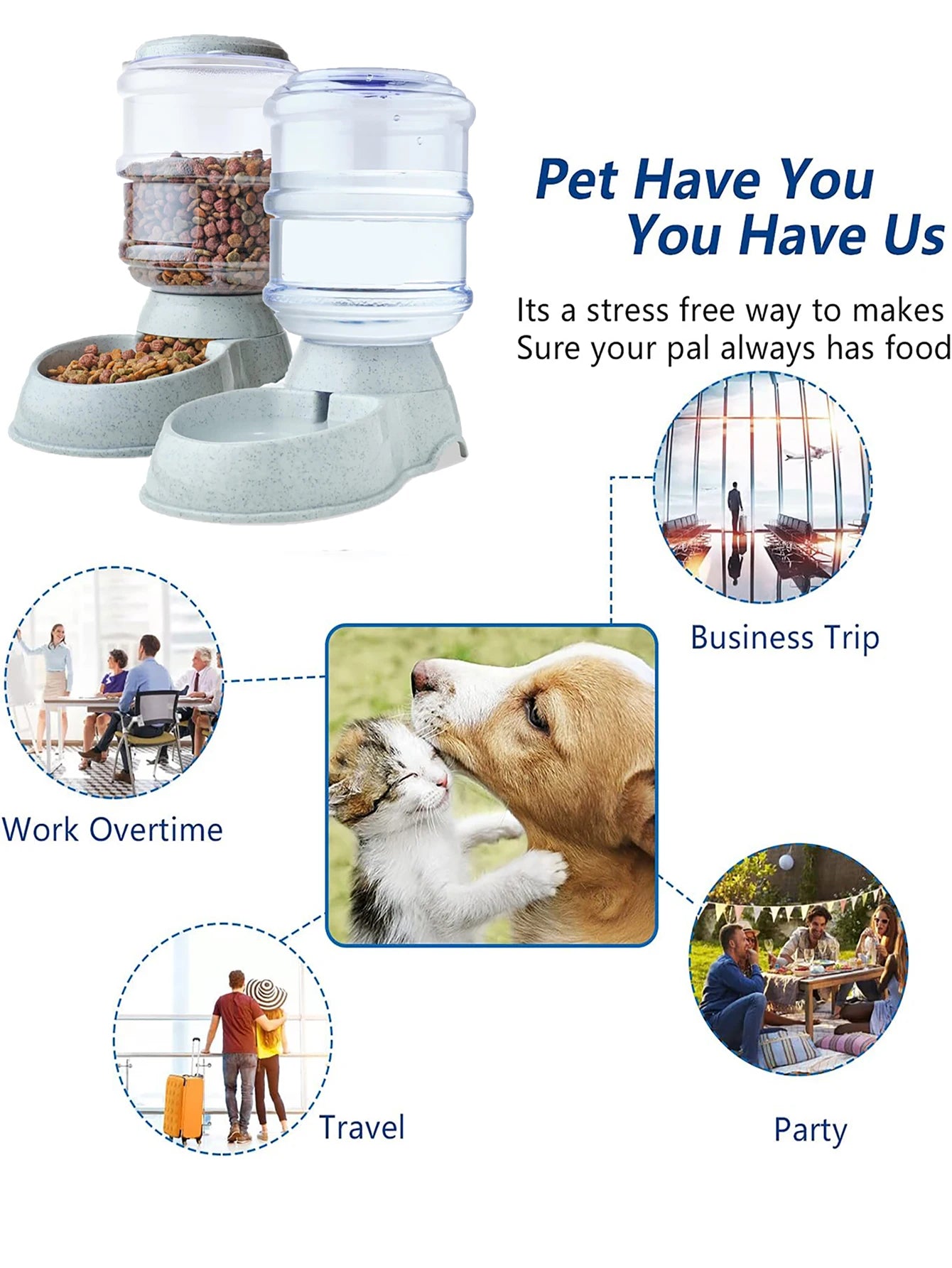 Automatic Pet Water Dispenser & Feeder - Large Capacity for Dogs & Cats