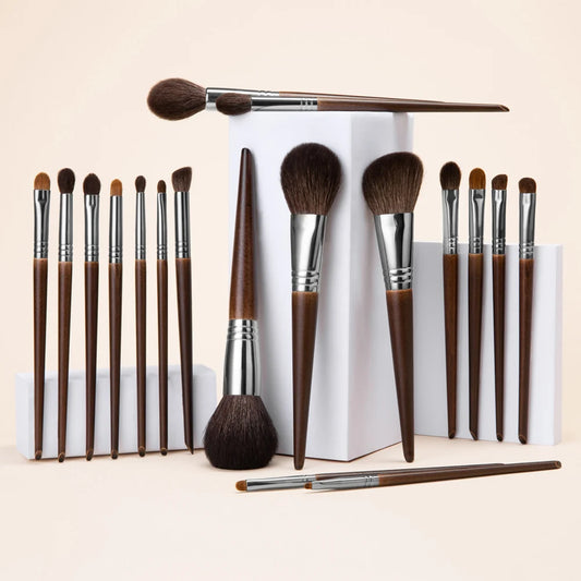 OVW Natural Goat Hair Makeup Brush Set - Professional Blending, Smudging & Shader Kit