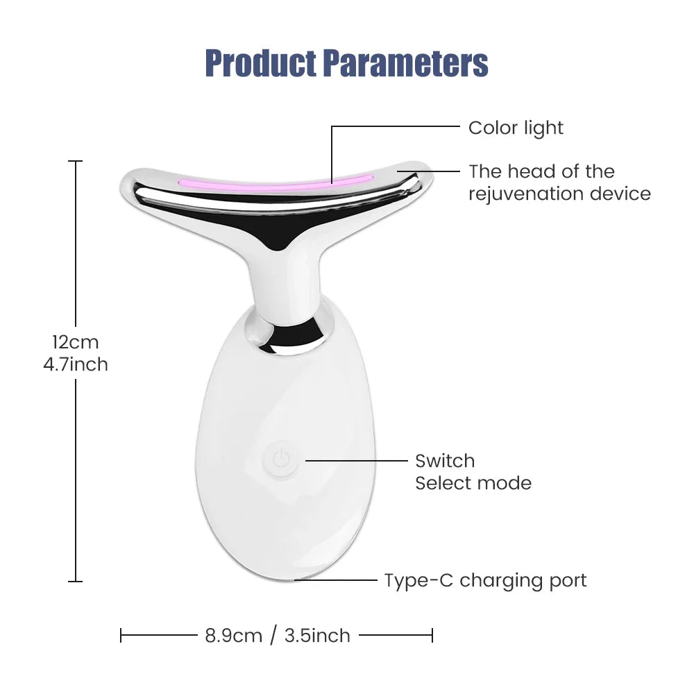 Face & Neck Lift Beauty Device - EMS Facial Massager with LED Light Therapy for Skin Tightening & Anti-Wrinkle
