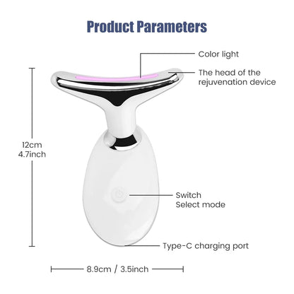 Face & Neck Lift Beauty Device - EMS Facial Massager with LED Light Therapy for Skin Tightening & Anti-Wrinkle