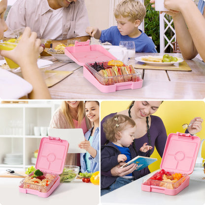 AOHEA Mermaid Bento Lunch Box for Kids, 4-Compartment Toddler Containers for School or Daycare