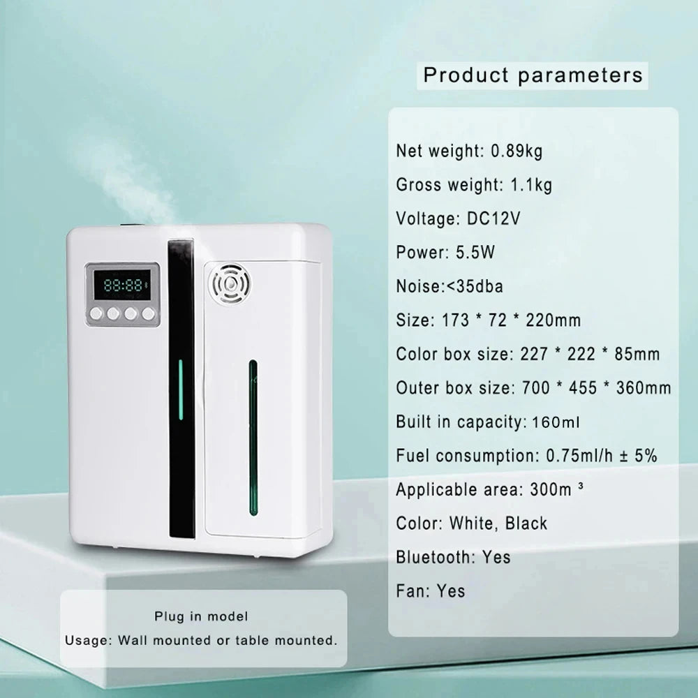 Scent Machine Aroma Diffuser, Wall-Mounted 160ML Fragrance Diffuser with Fan for Hotel & Home