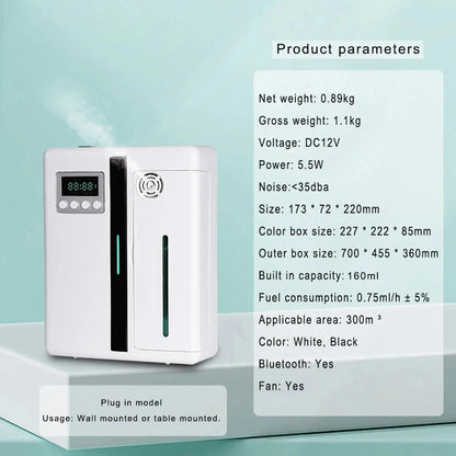 Scent Machine Aroma Diffuser, Wall-Mounted 160ML Fragrance Diffuser with Fan for Hotel & Home