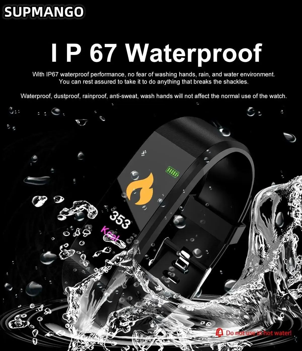 115Plus Sports Fitness Tracker Watch, Waterproof Smart Bracelet for Men and Women, Intelligent Activity Monitor