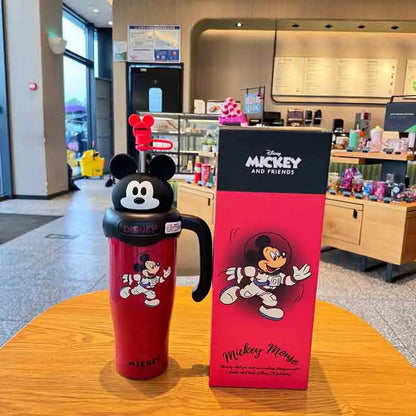 800ml Cartoon Disney Mickey Minnie Lotso Thermos Cup, Stainless Steel Straw Cup for Coffee & Water