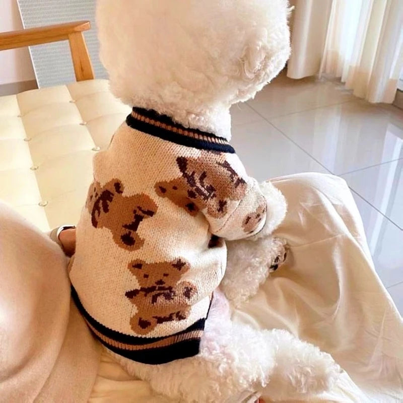 Luxury Striped Cardigan Sweater for Dogs – Warm Coat for Chihuahua, Bichon Frise & Puppies