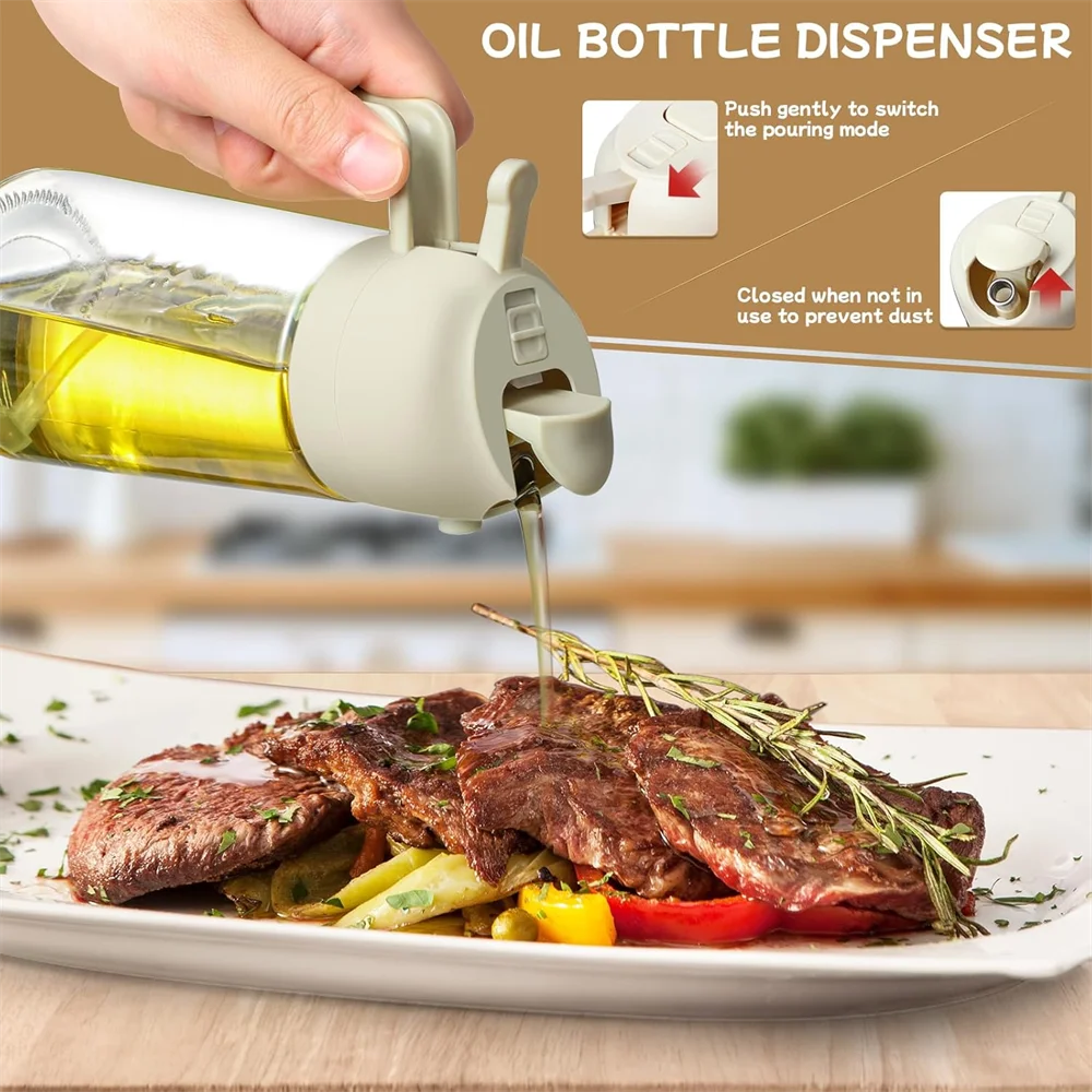 16oz/470ML Glass Oil Dispenser with Automatic Flip Lid