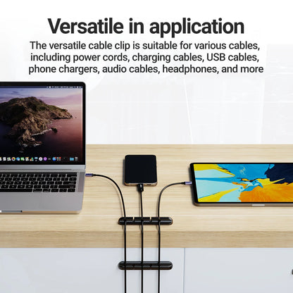 Adhesive Cable Holder Clips - Cord Management Organizer for Desktop, USB, Power, and Mouse Cables
