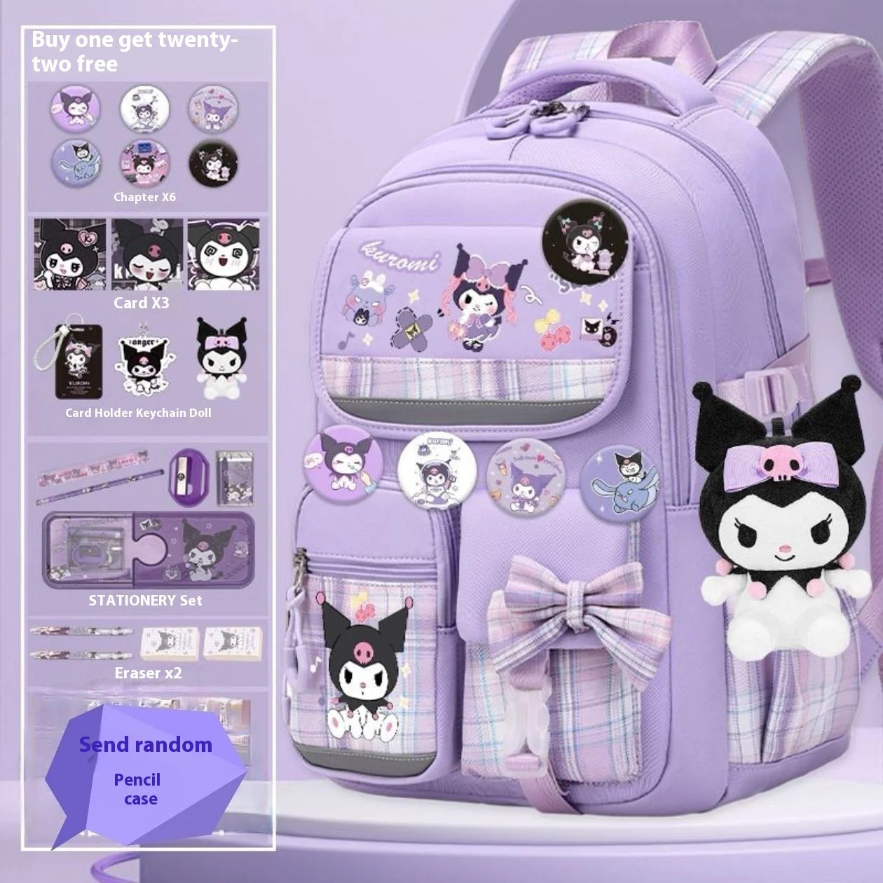 Yuguigou Kulomi Large Capacity Backpack for Elementary Girls - Spine Protection Design