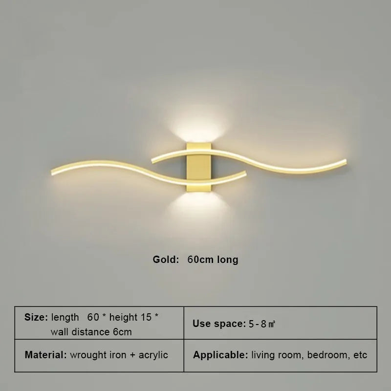 Modern LED Wall Lamp - Long Strip Decorative Lighting for Bedroom, Living Room & TV Background