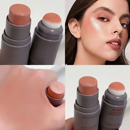 Double-Ended Blush Stick – Natural Long-Lasting Matte Creamy Rouge for Expansive Color