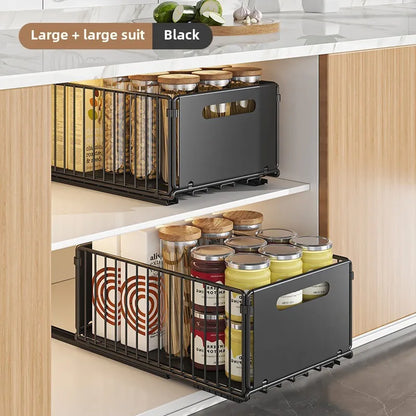 Non-Perforated Folding Cabinet with Pull-out Basket for Kitchen Sink & Snack Storage
