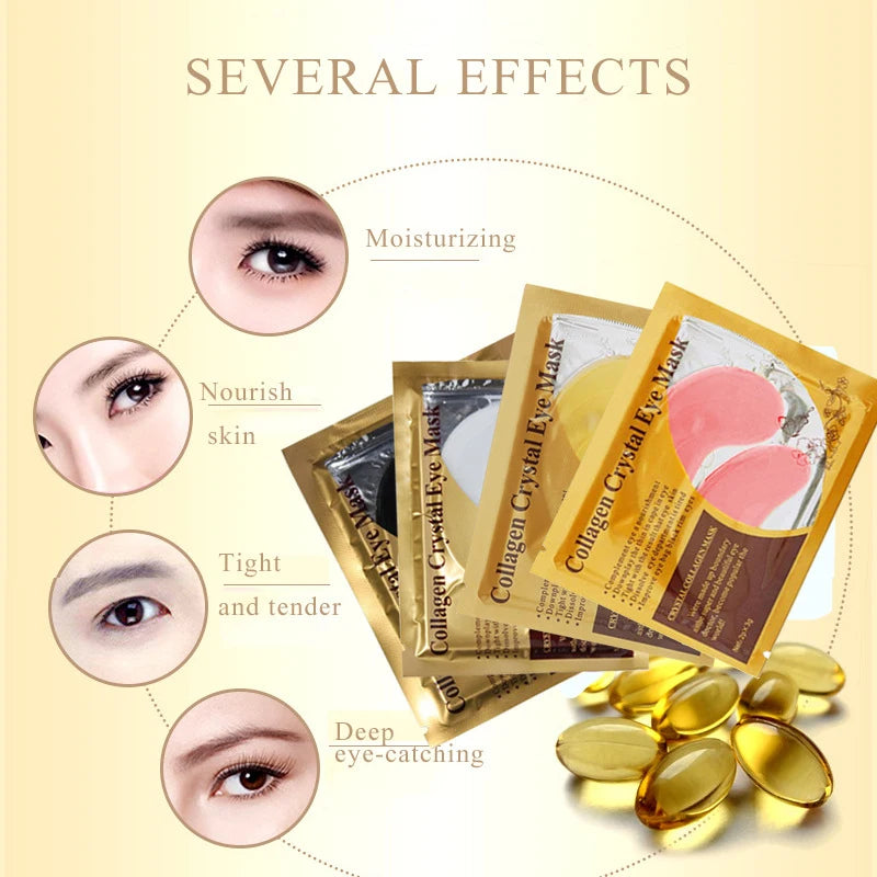 Gold Collagen Crystal Eye Mask - Firming & Moisturizing Eye Patches (5/10/20/30 Pairs)