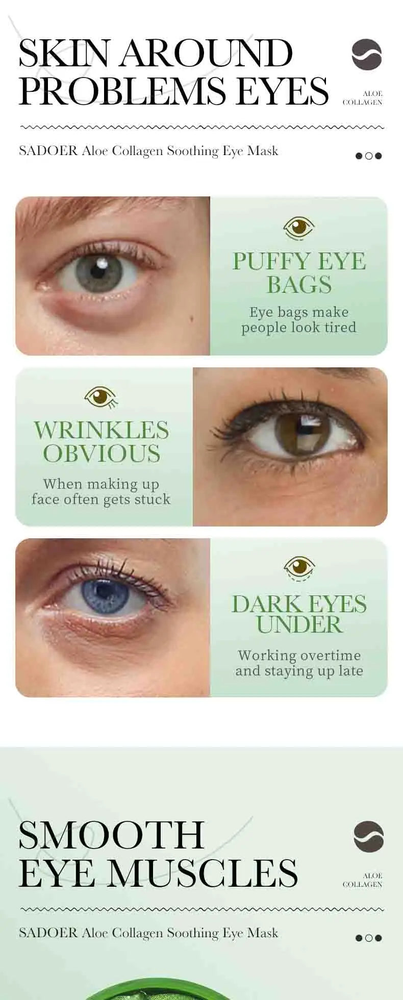 60PCS Aloe Vera Collagen Eye Masks - Anti-Dark Circles & Firming Eye Patches
