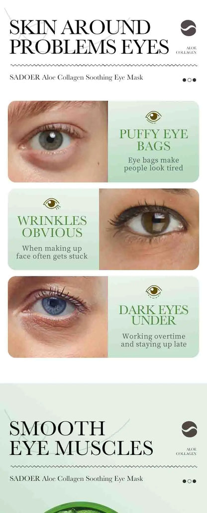 60PCS Aloe Vera Collagen Eye Masks - Anti-Dark Circles & Firming Eye Patches