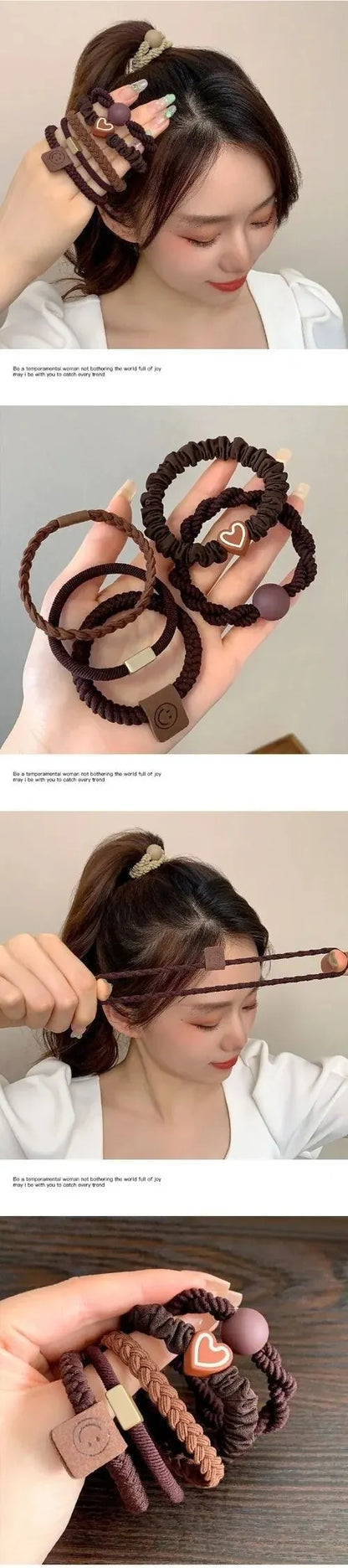 10PCS Leather Headbands - High Elasticity Ponytail Holders, Durable Rubber Bands for Women Hair Accessories