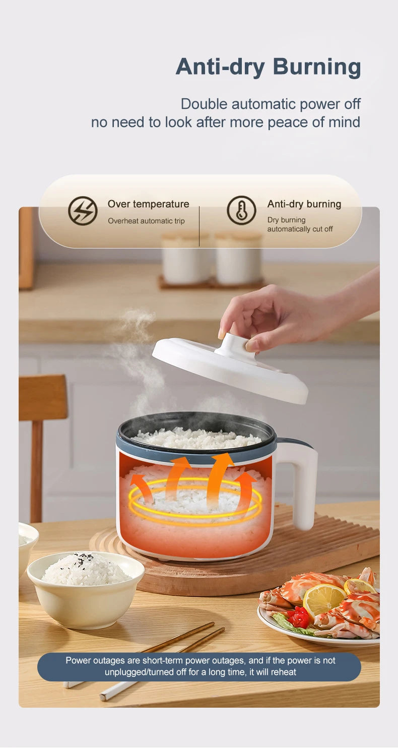Mini Electric Rice Cooker & Multicooker for 1-2 People - Hotpot, Soup & More