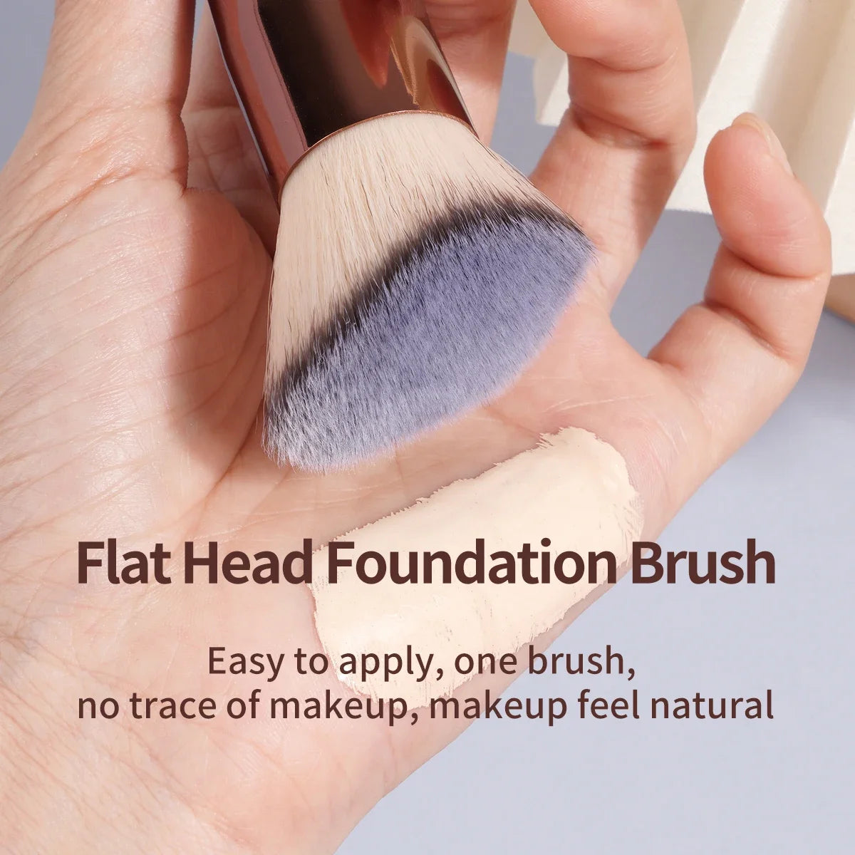 MAANGE 2PCS Flat Angled Kabuki Foundation Brush Set - Soft Bristles for Liquid & Powder Makeup