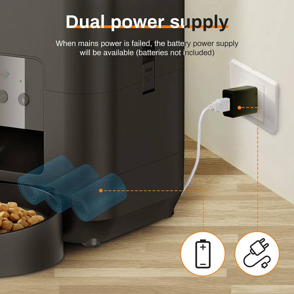 2L Smart Automatic Pet Feeder with Timer & WiFi App for Dogs & Cats
