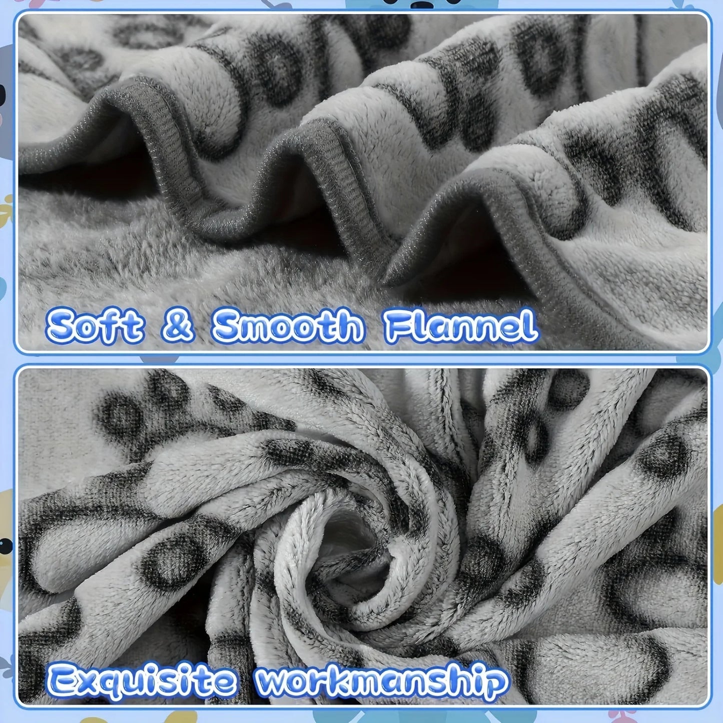 Soft Fluffy High-Quality Pet Blanket with Cute Cartoon Pattern Warm & Comfortable Mat for Cats & Dogs