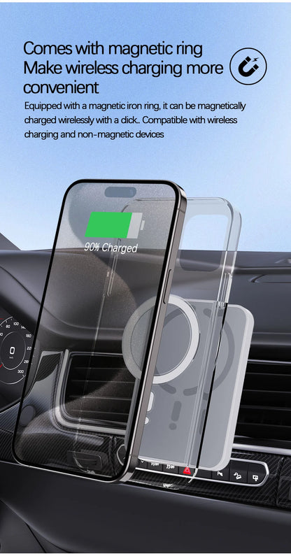 15W Magnetic Car Wireless Charger - Magsafe iPhone 12-16 Pro Max Air Vent Phone Holder Stand, Fast Car Charging