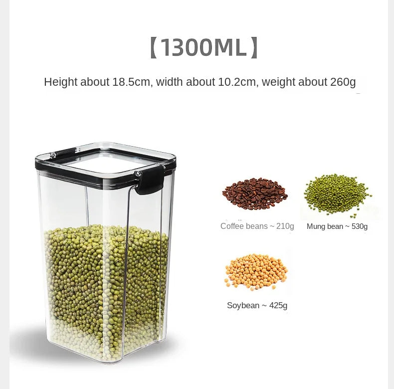Sealed Plastic Storage Jars Set, Moisture-Proof Grain & Seasoning Organizer for Kitchen