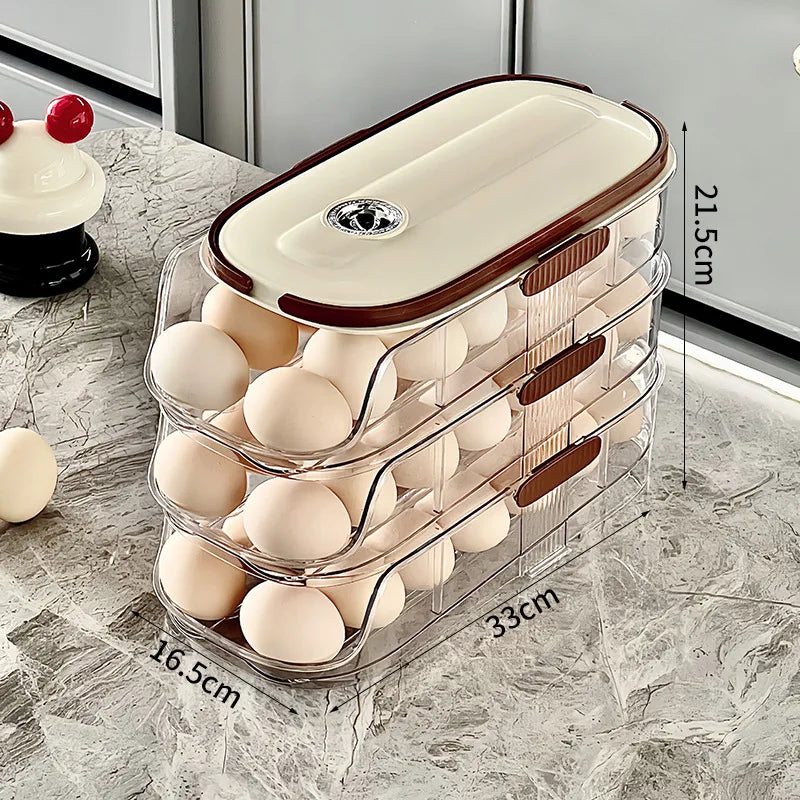 1PCS Automatic Rolling Egg Storage Box, Egg Holder Rack & Organizer for Refrigerator