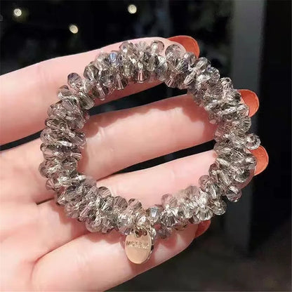 Crystal Pearls Hair Rope Handmade Elastic Beaded Ponytail Holder for Women & Girls Hair Accessories