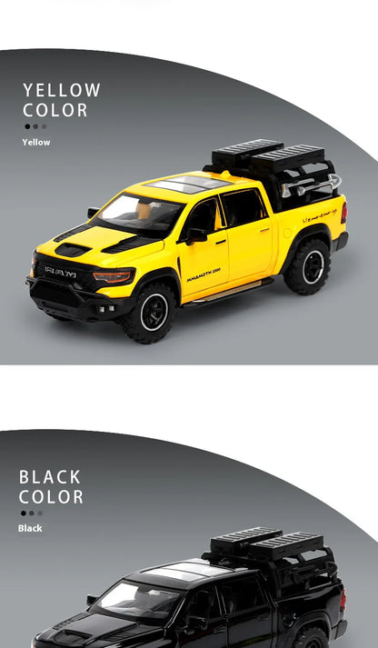 1/32 RAM 1000 TRX Mammoth Pickup Alloy Car Model with Sound and Light Pull Back Toy for Kids Collectibles Birthday Gift