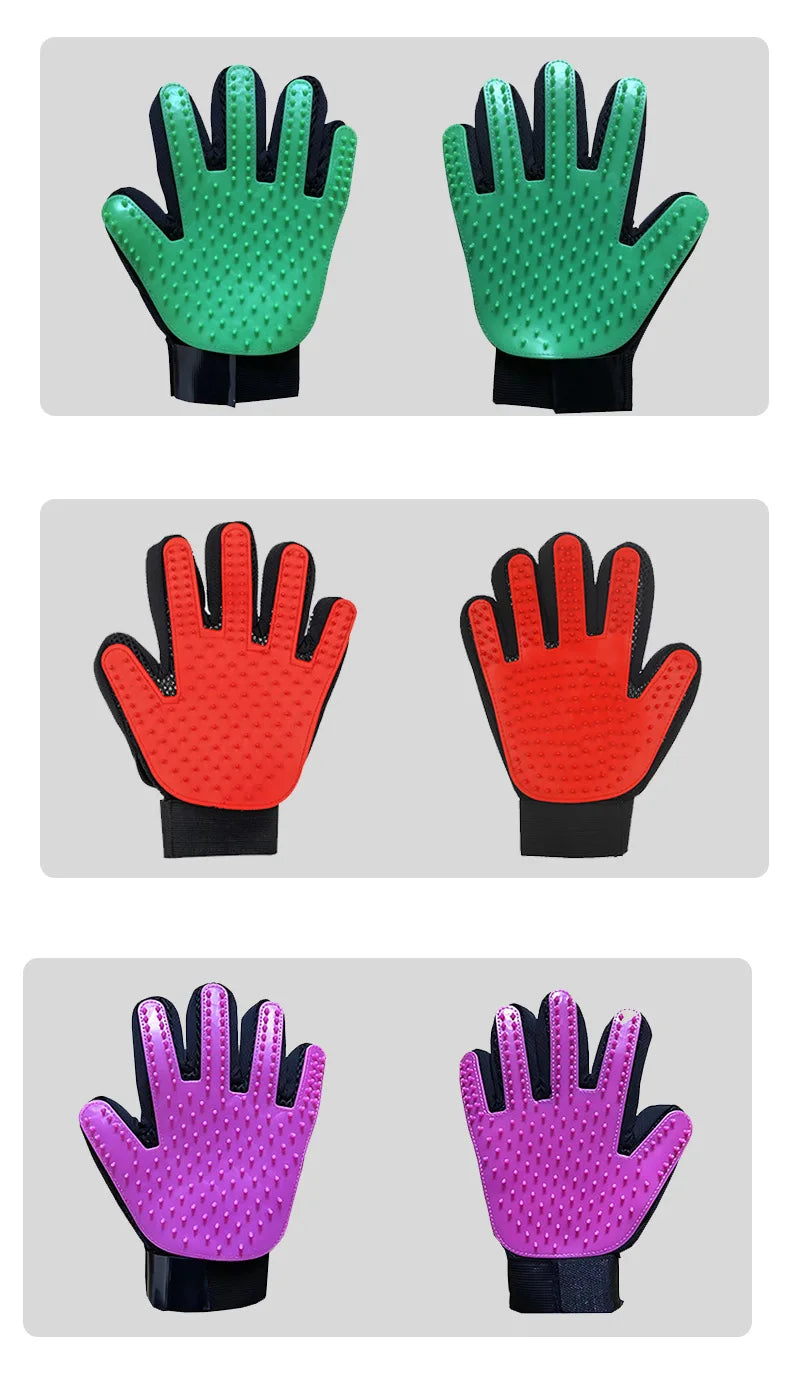 Cat Hair Removal Gloves Rubber Pet Grooming Massage Brush Effective for Dogs & Cats 6 Colors
