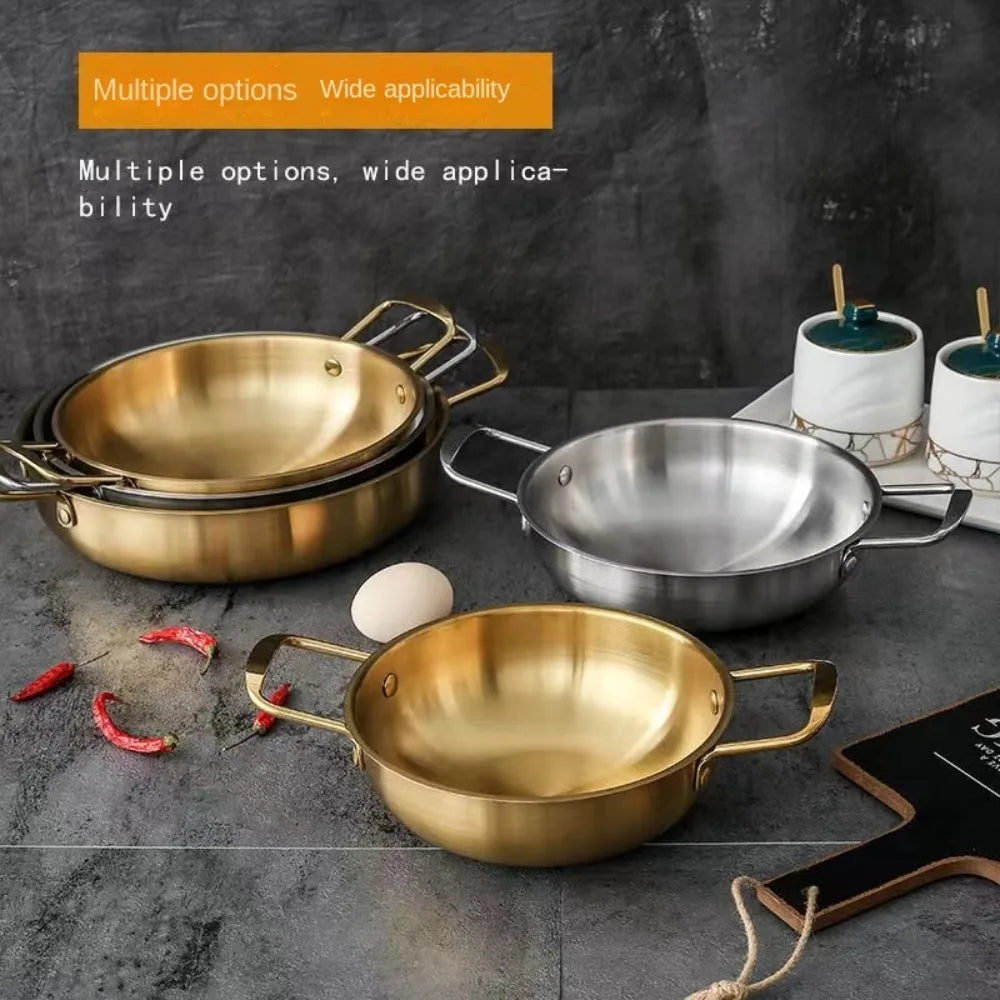 Stainless Steel Seafood Rice Pot with Handle Paella Pan Cookware