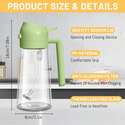 16oz/470ML Glass Oil Dispenser with Automatic Flip Lid