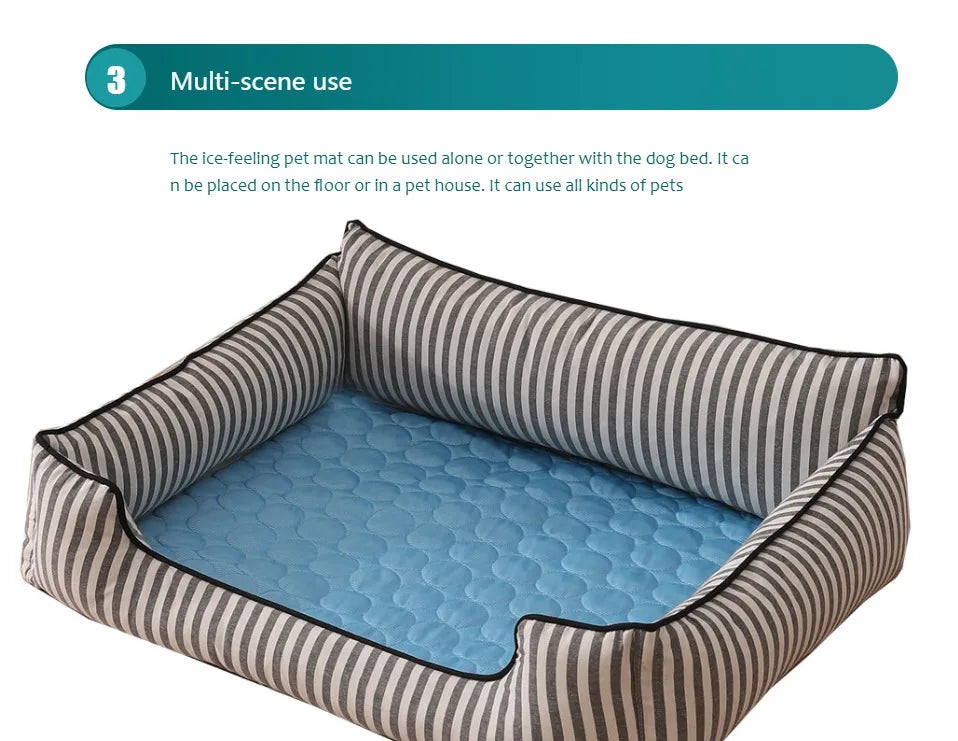 Dog Cooling Mat & Cat Ice Pad Blanket – Extra Large Summer Cold Bed for Pets