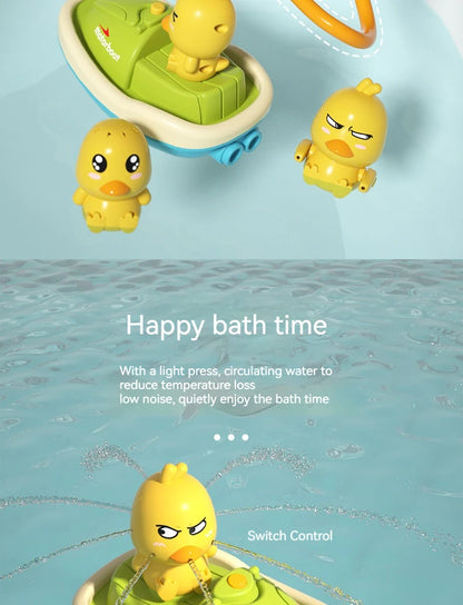 Cute Duck Bathtub Boat Toy – 3 Emotional Ducks with Automatic Water Spray for Toddlers
