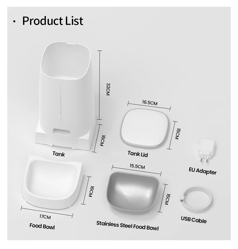 ROJECO Smart WiFi Automatic Cat Feeder – Remote Control Dry Food Dispenser for Cats & Dogs