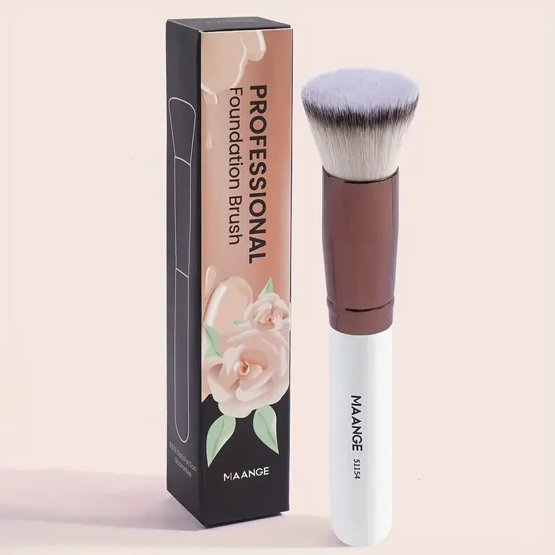 MAANGE 2PCS Flat Angled Kabuki Foundation Brush Set - Soft Bristles for Liquid & Powder Makeup