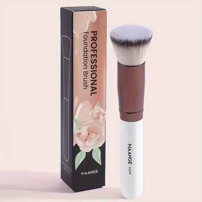 MAANGE 2PCS Flat Angled Kabuki Foundation Brush Set - Soft Bristles for Liquid & Powder Makeup