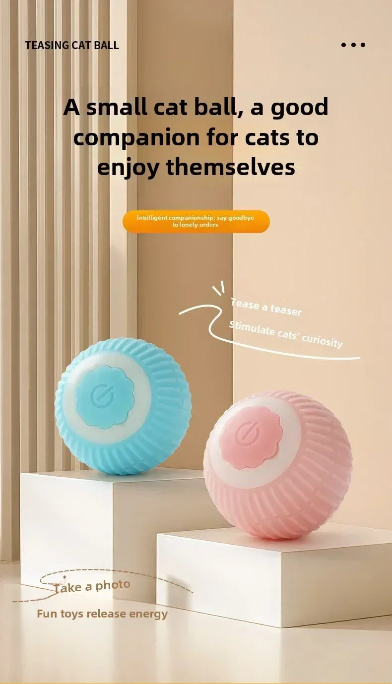 Rechargeable Cat Toy Automatic Rolling Ball with Simulated Tail Electric Pet Interactive Toy for Cats & Dogs