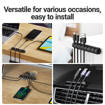 Adhesive Cable Holder Clips - Cord Management Organizer for Desktop, USB, Power, and Mouse Cables