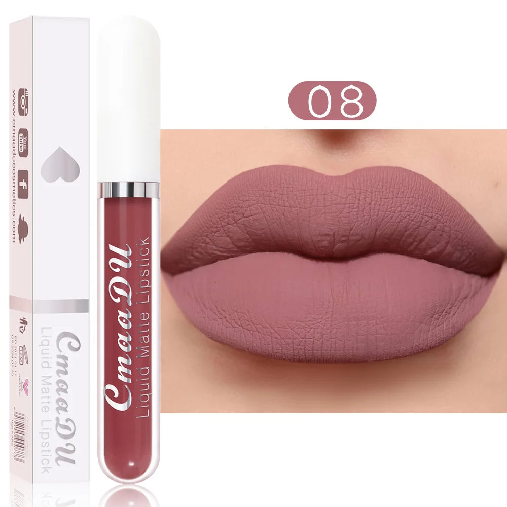 18-Color Long-Lasting Velvet Matte Liquid Lipstick Waterproof Non-Stick Cup