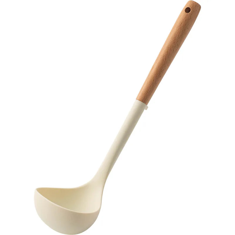 Silicone Spatula with Wooden Handle, Heat-Resistant Non-Stick Cooking Spoon for Kitchen