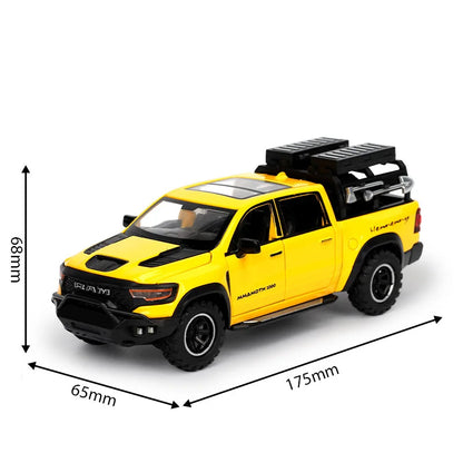 1/32 RAM 1000 TRX Mammoth Pickup Alloy Car Model with Sound and Light Pull Back Toy for Kids Collectibles Birthday Gift