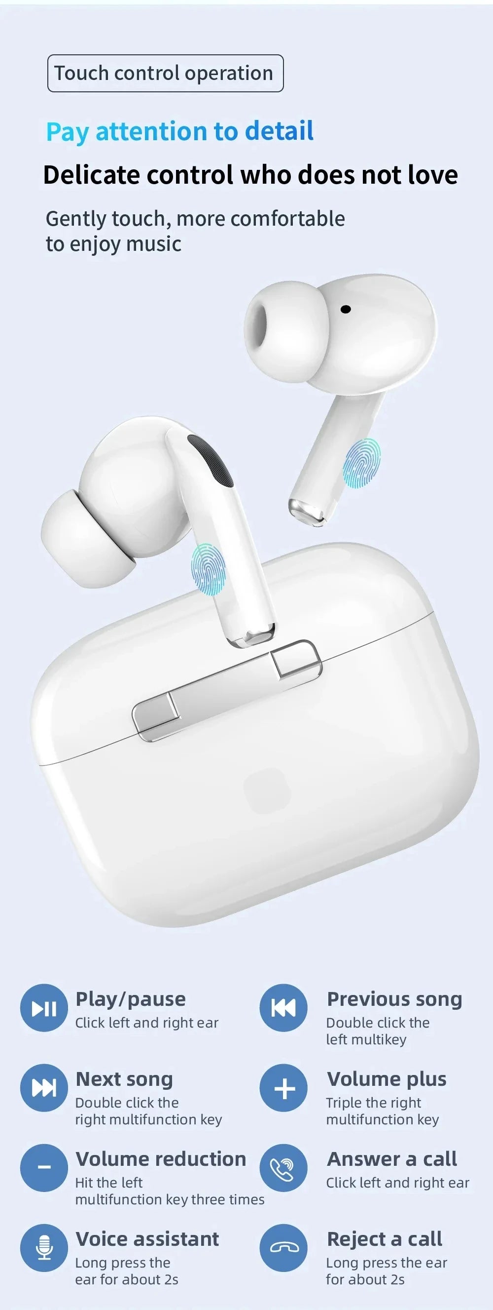 Tideboom W01 TWS Max Wireless Bluetooth Earbuds - Noise Cancelling for iPhone & Android