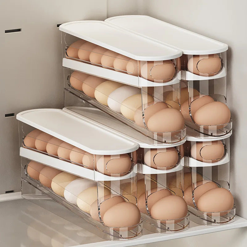 1PCS Automatic Rolling Egg Storage Box, Egg Holder Rack & Organizer for Refrigerator