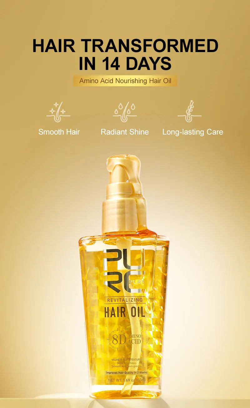 PURC Morocco Argan Oil Hair Serum - Nourishing Treatment for Smoothing, Shine, and Repairing Damaged, Frizz, and Dry Hair