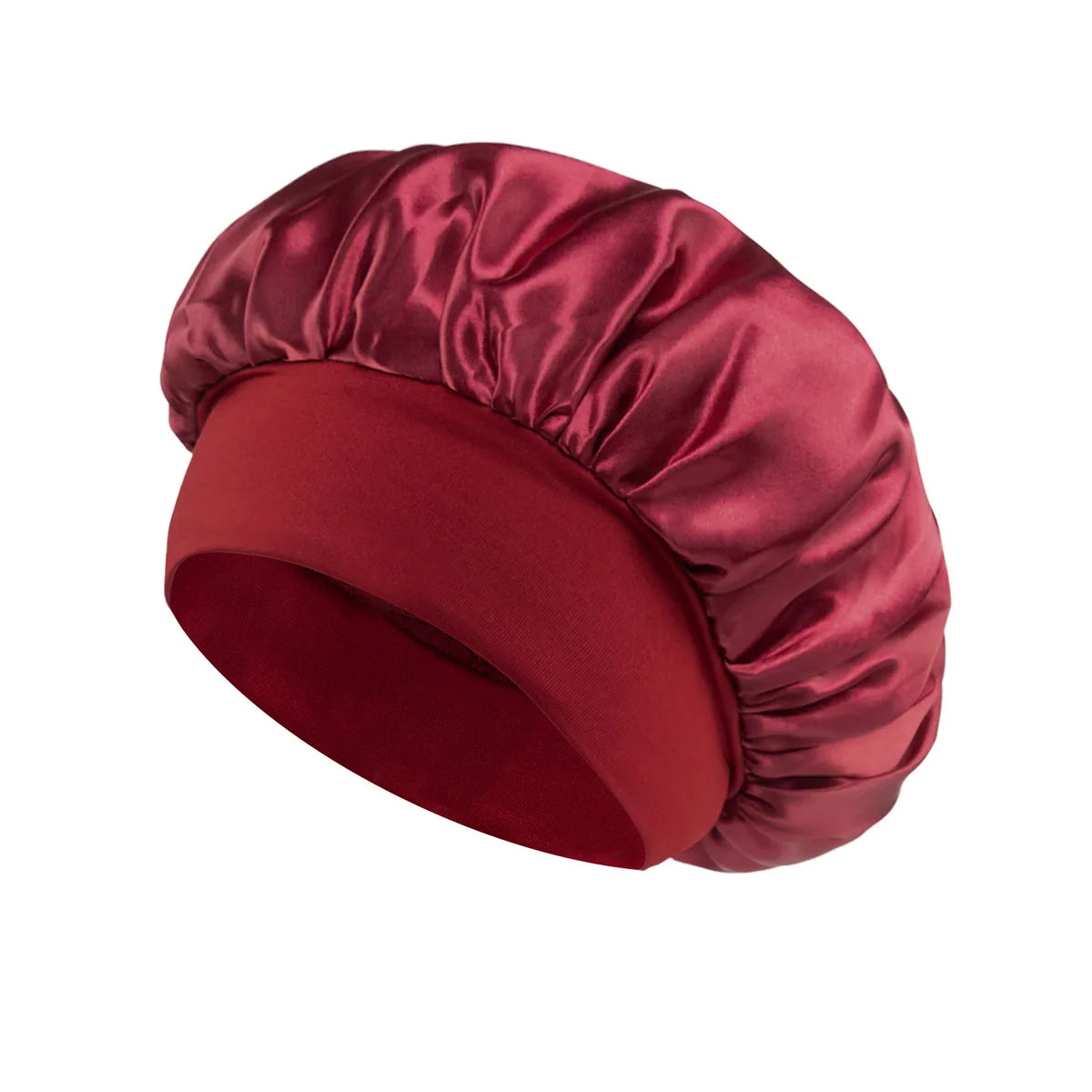 1PC Women's Satin Bonnets - Wide-Brimmed Night Sleeping & Bathing Hat with Elastic Band for Hair Care
