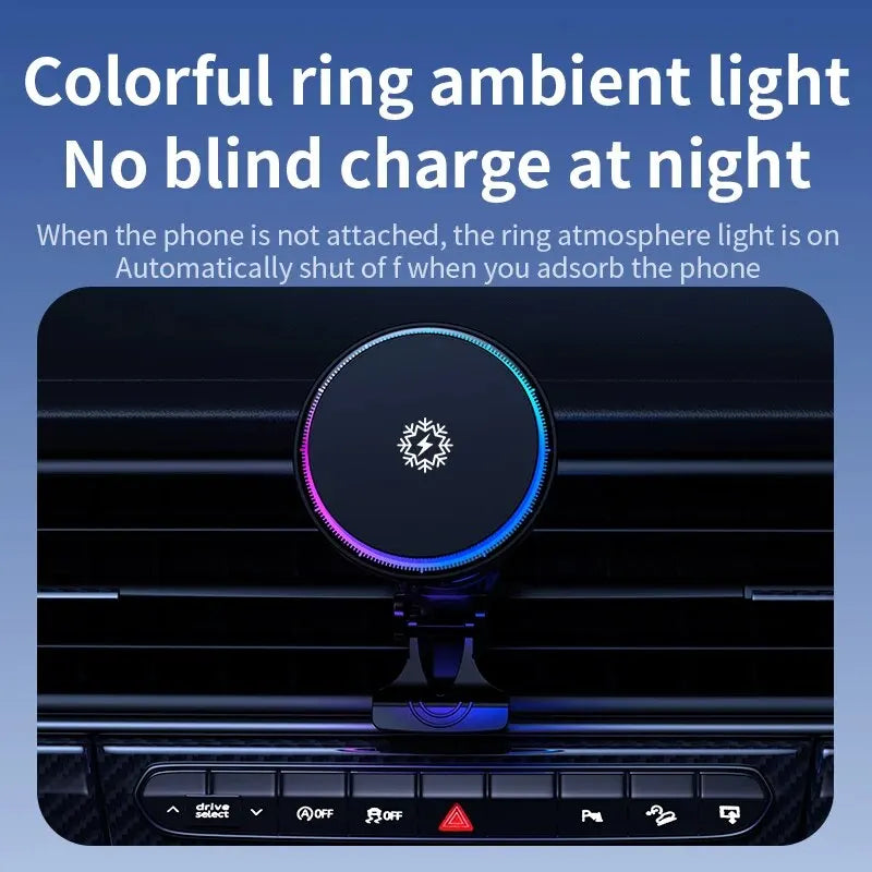 Magnetic Car Wireless Charger & Cooling Phone Holder Mount for MagSafe iPhone 12-16 Pro Max Fast Charging Stand