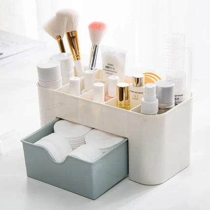 Makeup Organizer Storage Box with Drawer – Acrylic Plastic Case for Lipstick, Brushes & Cotton Swabs