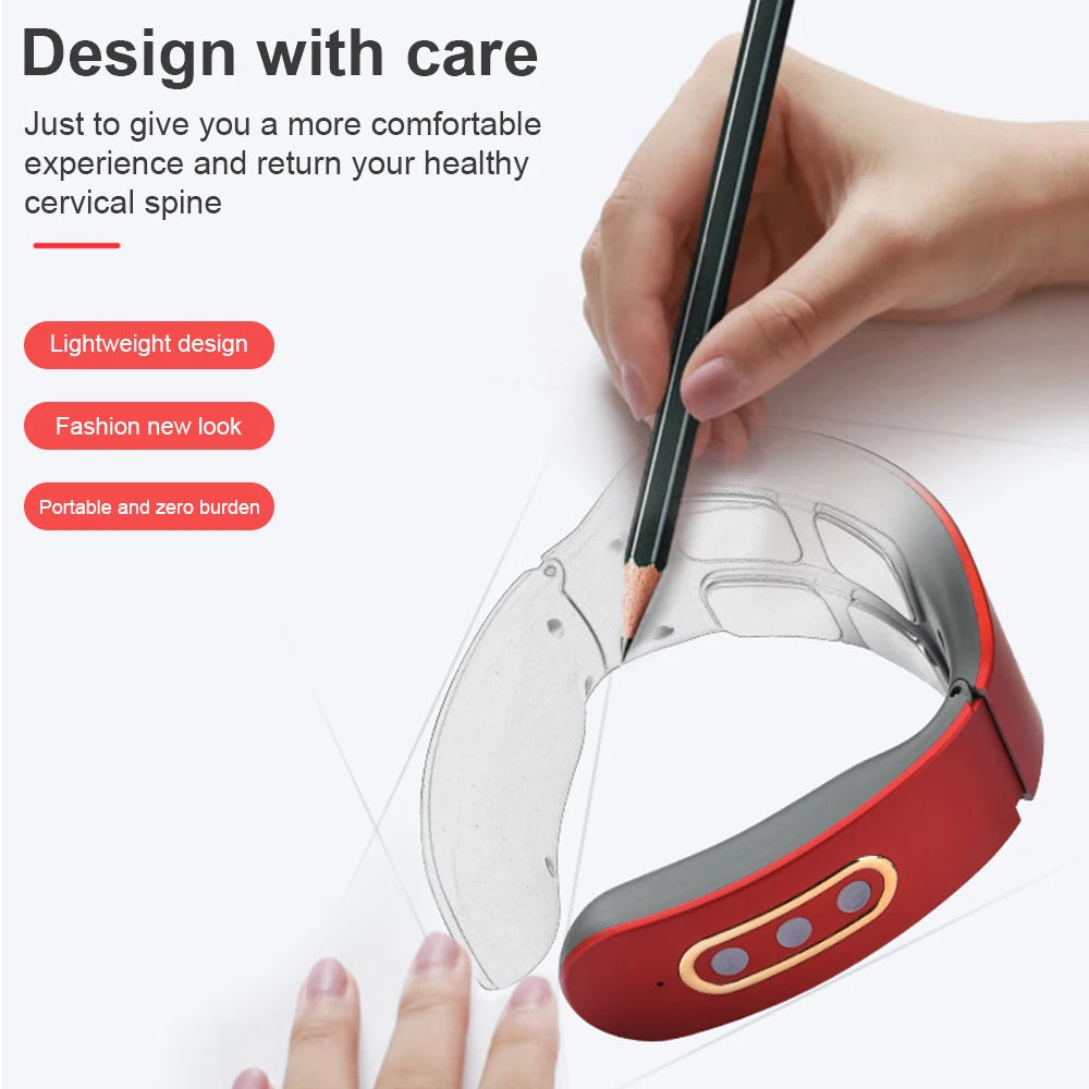 Electric Neck & Shoulder Pulse Massager 4-Head TENS Magnetic Heating for Pain Relief